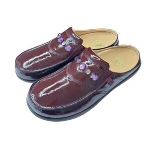 Revitalign Orthotic Patent Leather Mules Clog Siesta Dazzle Womens Sz 9 Burgundy